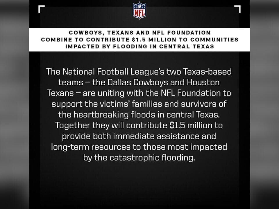 Cowboys, Texans, NFL donate $1.5 million to flood relief efforts